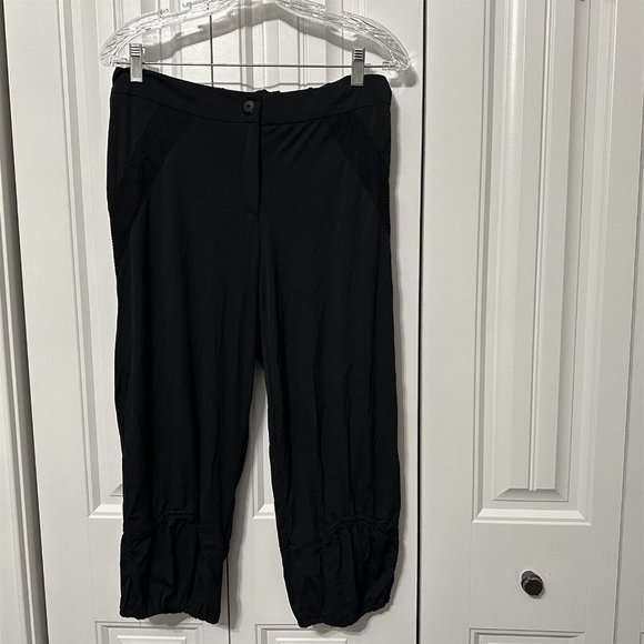 Dolceeza Michael Phillips Pants Cropped Silky Cropped Black Size Large - Picture 1 of 5